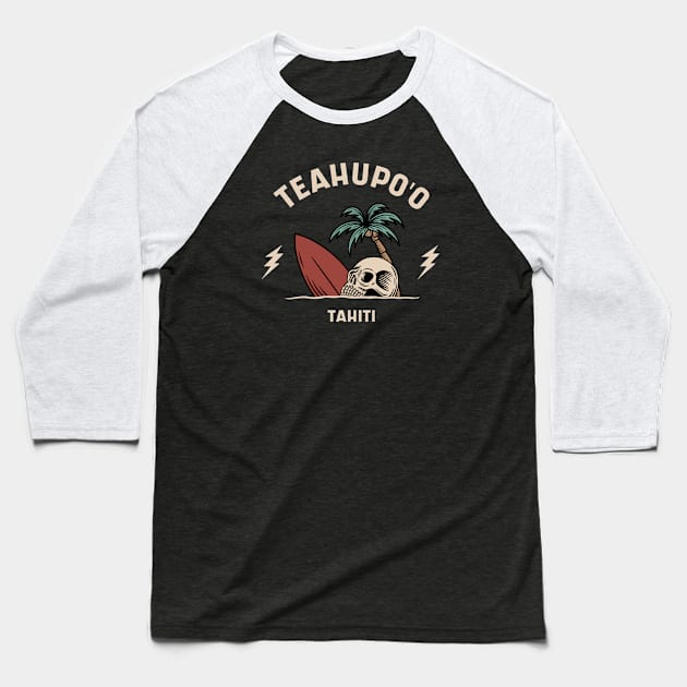 Vintage Surfing TeaHupo'o, Tahiti Baseball T-Shirt by SLAG_Creative